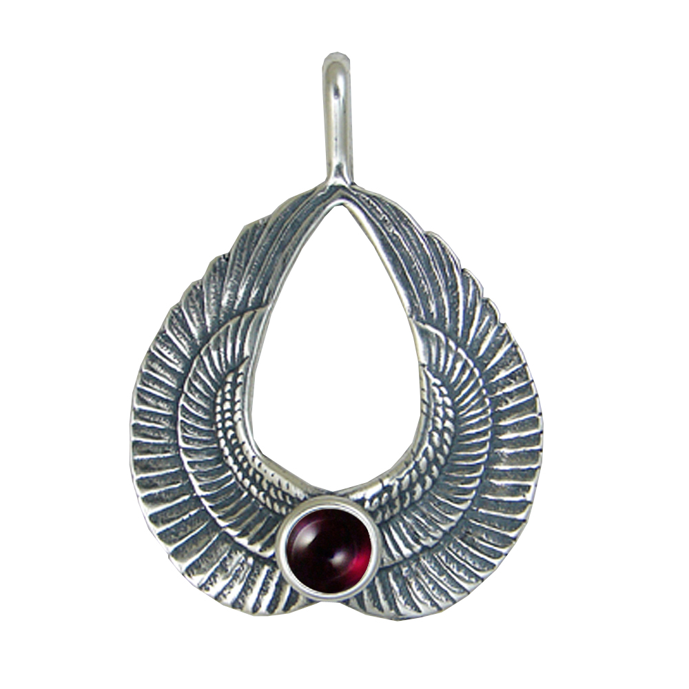 Sterling Silver Wings of Love Pendant With Garnet